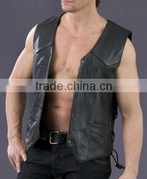 Sheep skin blue leather vests