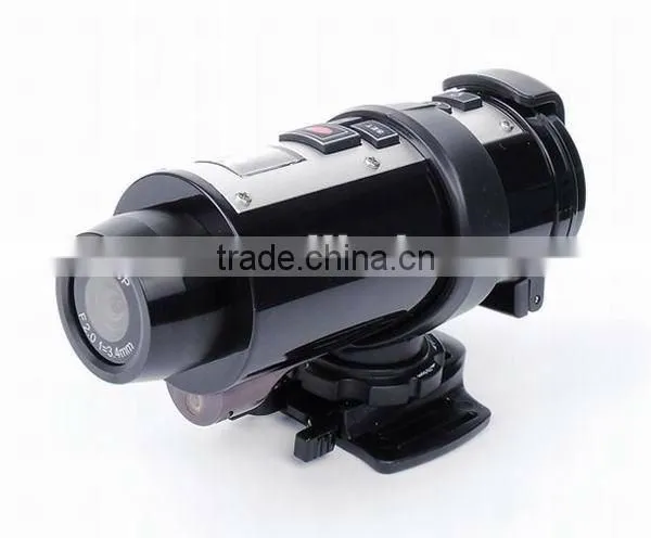 Creative design weatherproof and 10M underwater workable 720p hd diving/ski helmet camera with 120 degre viewing angle