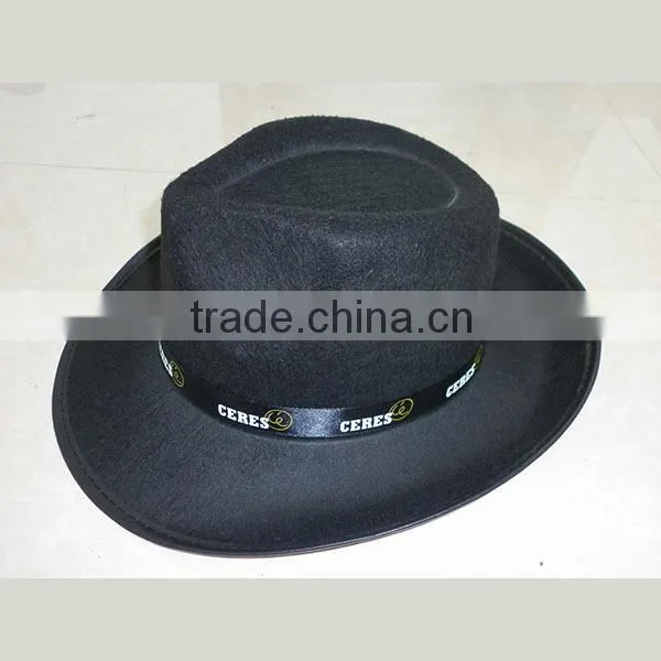 Wholesale Custom Cowboy Hat Non-woven funny Party Hat With wide Brim black silk band party favors cowboy hats