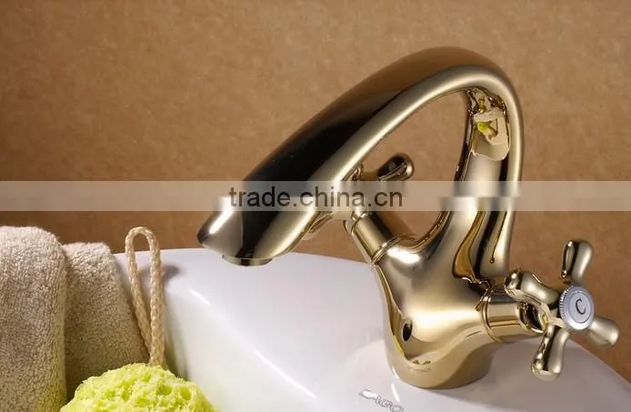 brass dual gold handle basin faucet