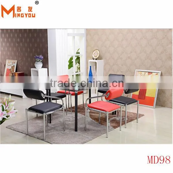 cheap rectangular black glass metal base dining table