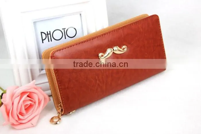 Women's Classic Multifunction PU blue coin purse wallet with Mustache