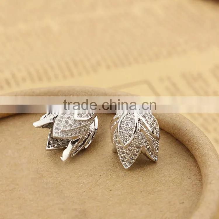 CZ6549 mirco cz pave end caps with hooks, end caps for jewelry or tassels