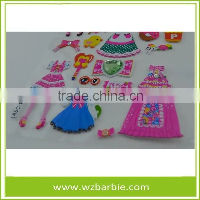 Fashion Wholesale Change Clothes Beautiful Puffy Stickers For Kids