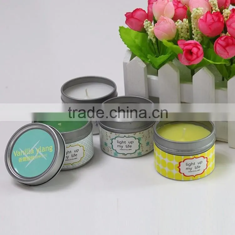 Metal tin candle with metal lid
