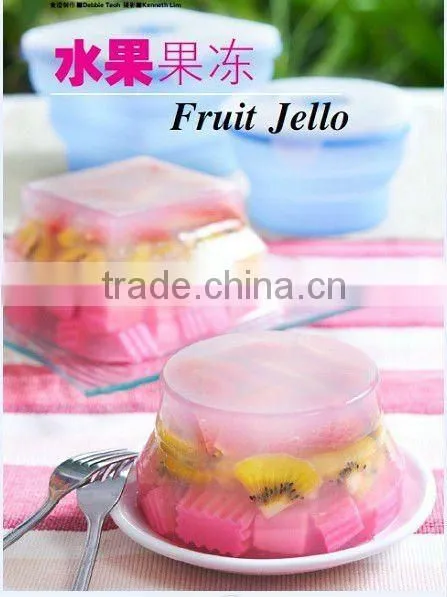 Round foldable silicone lunch boxes with lockable lids