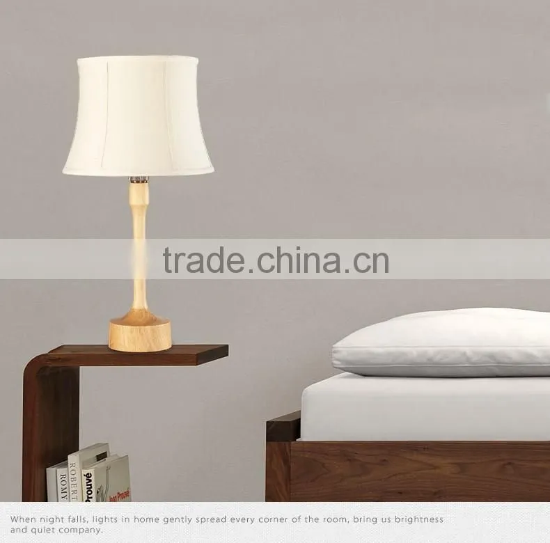 Wooden LED Table Lamp wood LED Table light JK-879-08 2016 Hot sale modern wood lampbody fabric shade table reading lamp