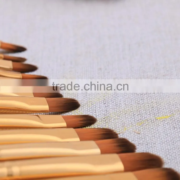 Free Sample 12pcs Set Nylon Hair Plastic Handle Artsit Painting Brush