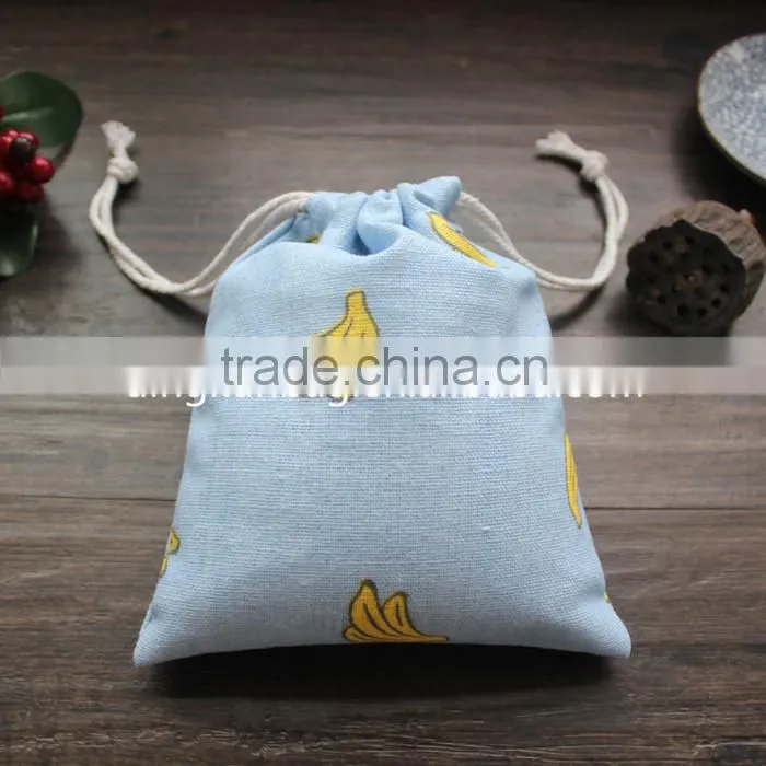 wholesale colorful cute cotton fabric drawstring bag with logo in custom