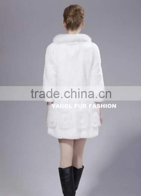 rex14023 elegant natural white short rex rabbit fur coat