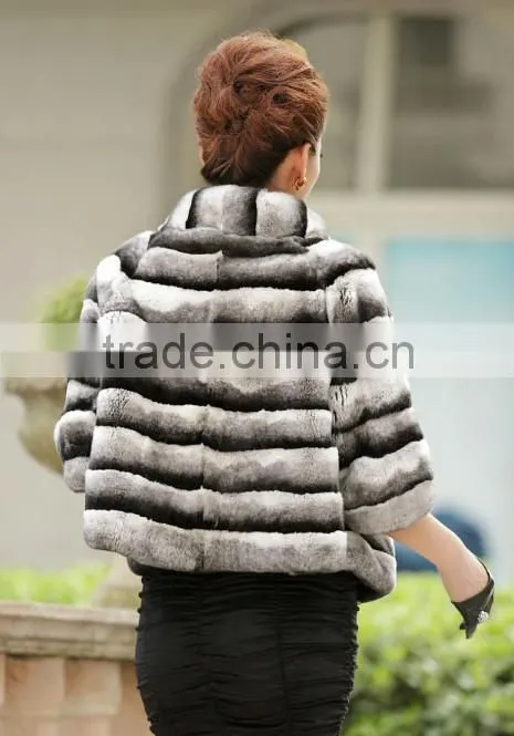 rex14009 chinchilla rex warm winter fashion coat with hood