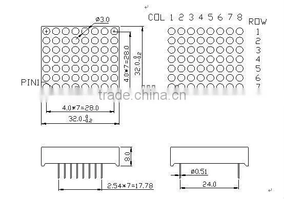 cheap price~5mm green 8x8 LED Dot Matrix display