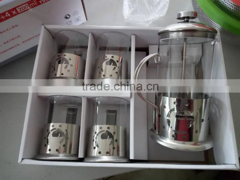 borosilicate glass French press stainless steel coffee press in coffee&tea sets