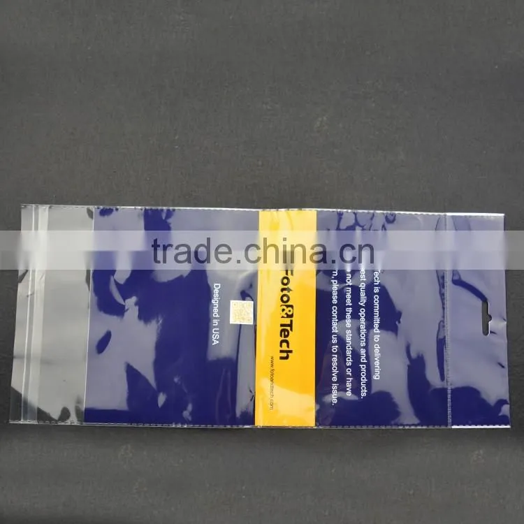 factory wholesale price clear BOPP gravure printing header bag with self adhesive strip