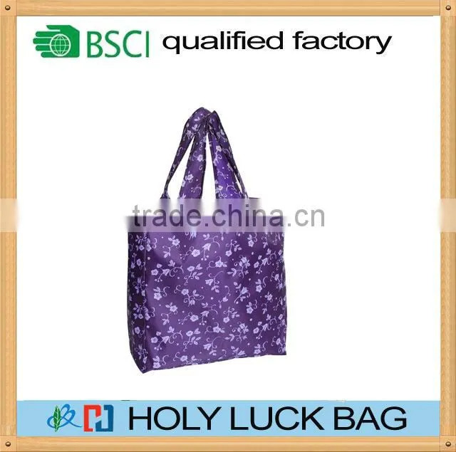 Large capacity folding tote reusable bags with long handle shoulder bag