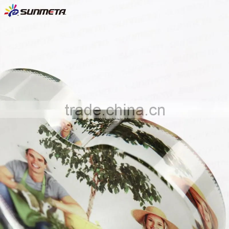 Sunmeta factory Love heart shape sublimation crystal picture frame for birthday gift