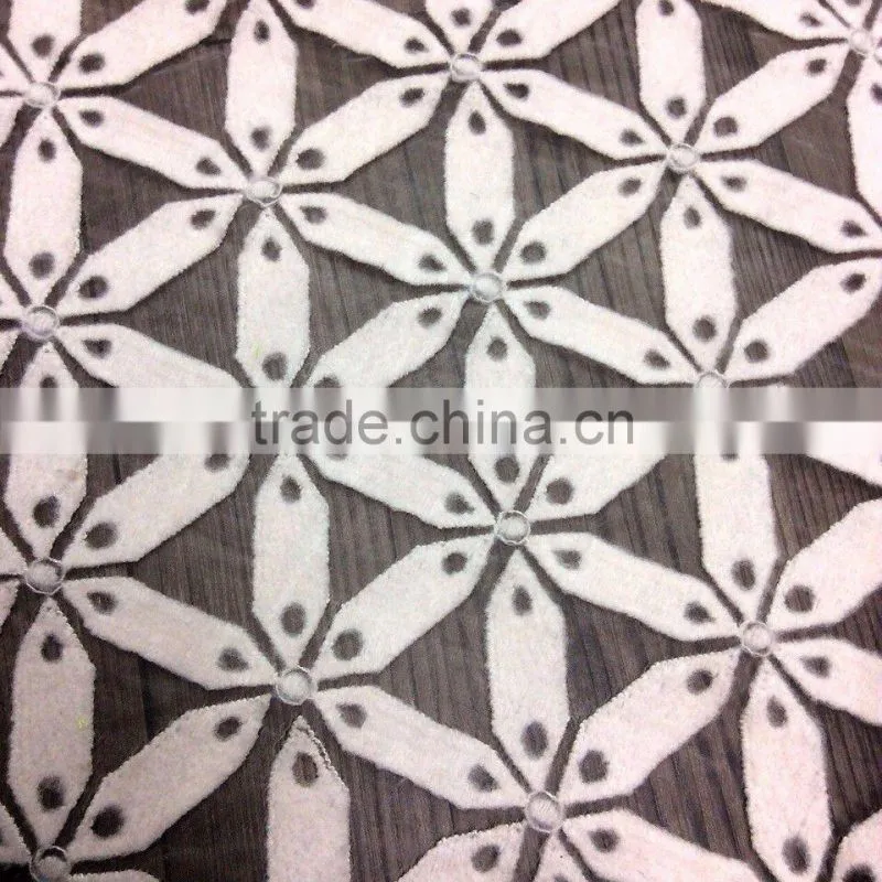 2014 newest design three-dimensional chiffon rose embroidery lace fabric
