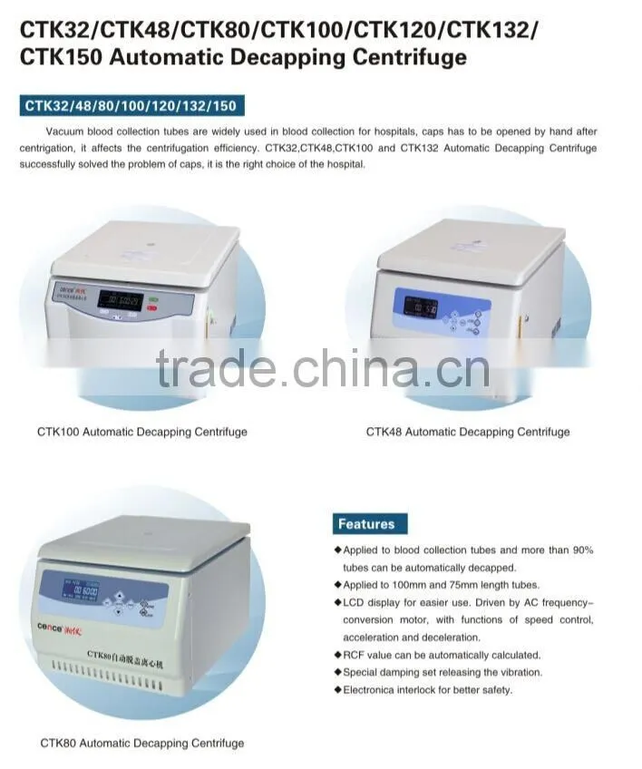 CTK132 Automatic Decapping Centrifuge