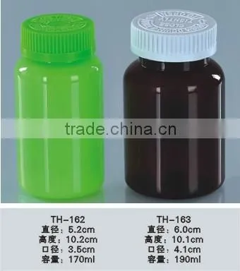 170ml green amber PET plastic tablets bottle,pill bottle,vitamins bottle in India with tamper proof cap/flip open cap
