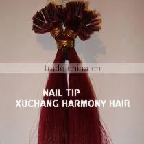 TOP remy HOT selling 1# cheap nail tips hair extension