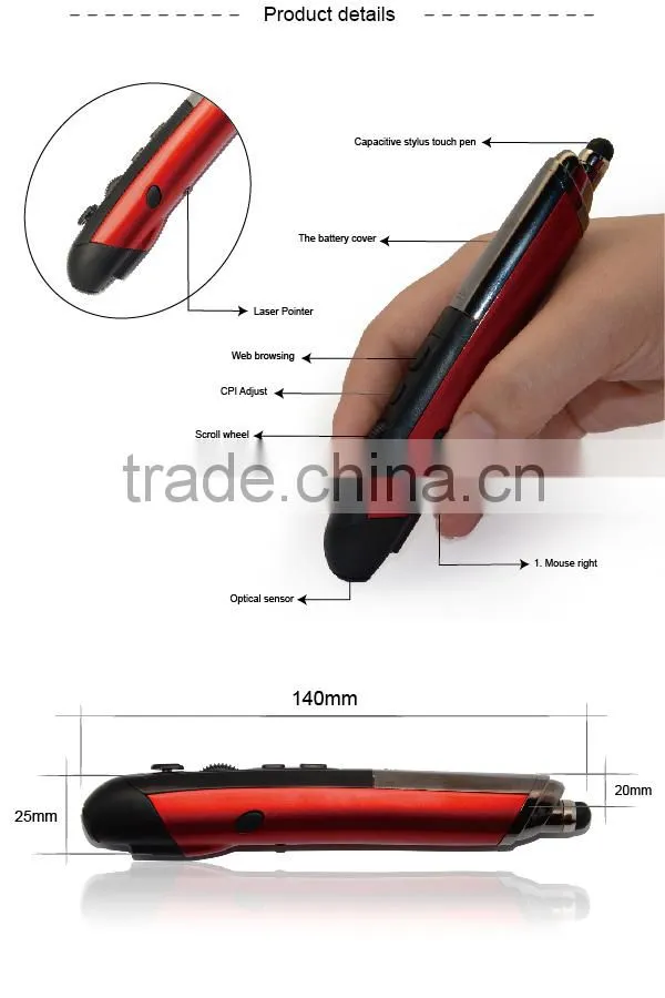 Hot Selling New Version 2.4G USB Wireless Optical Red Laser Pointer Presentation Presenter