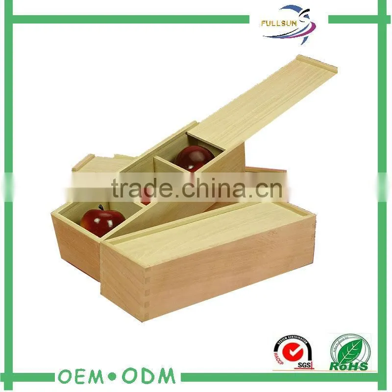divided natural wood storage box
