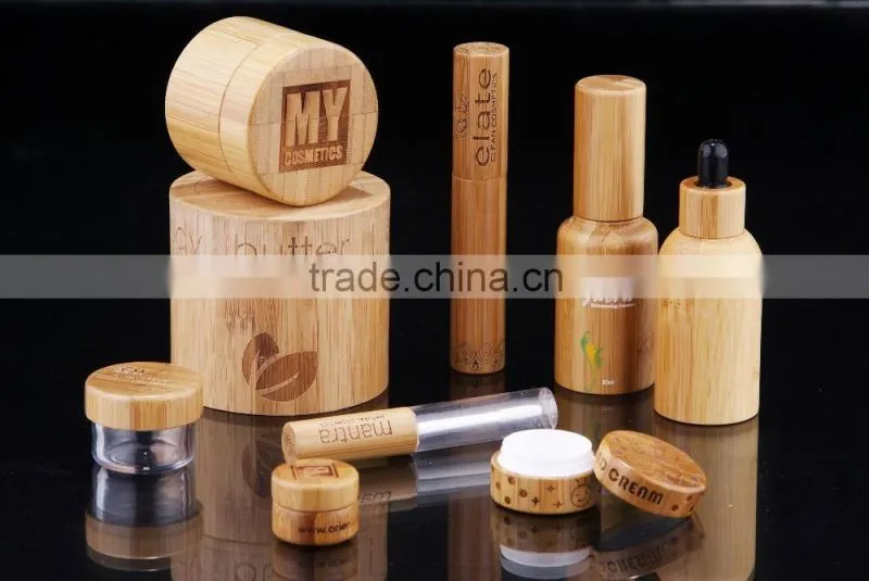 Bamboo Pattern Cosmetic Round Straight wooden cream jar
