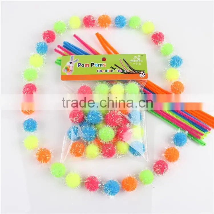 Factory supply DIY crafts fluorescent colors pom pom toys for kids or wedding party decoration