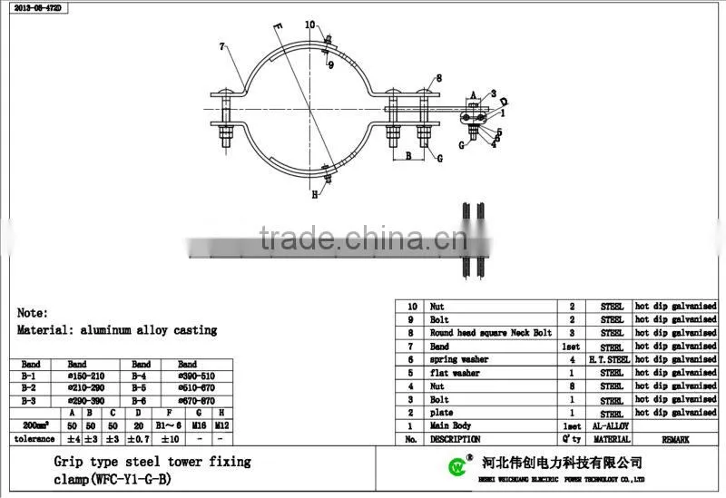 hot dip galvanized steel pole clamp for pole line hardware