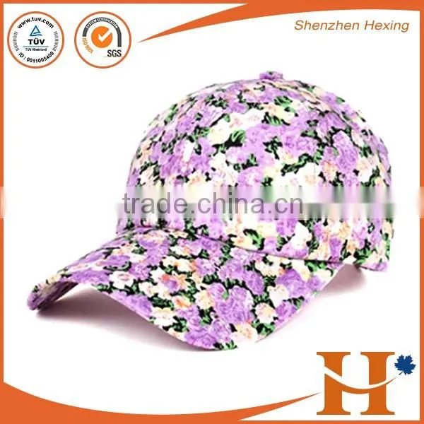 Colorful flower sports hats, custom girls golf sports cap, high quality women sprots hat