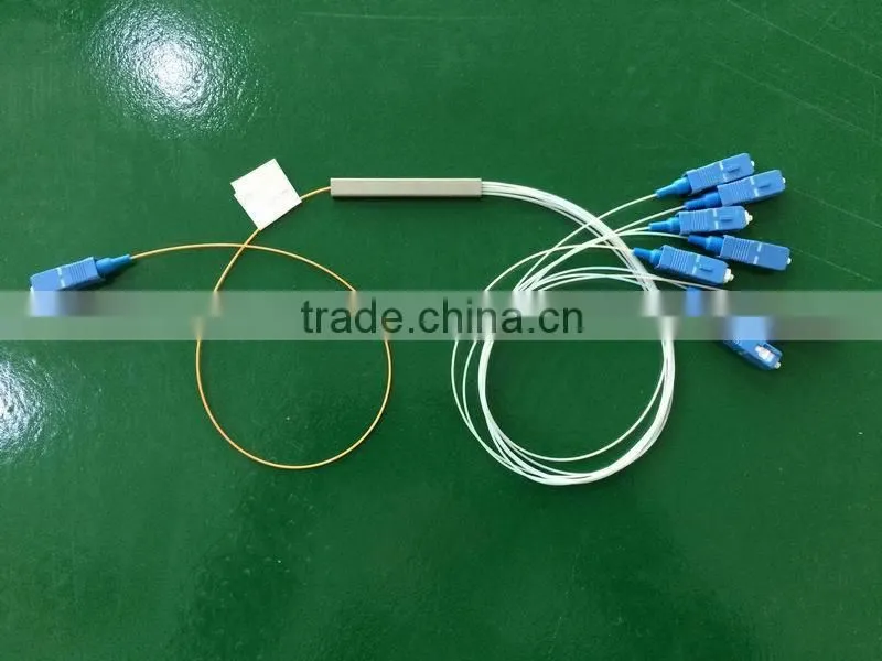 China factory Mini type 0.9mm 1M fanout SC PC 1x8 optical fiber splitter