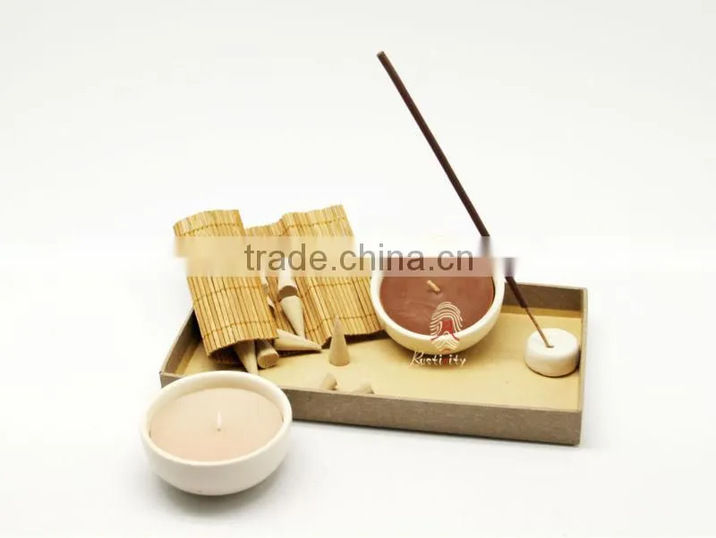 promotional gift set with incense sticks scented candles and ceramic holder