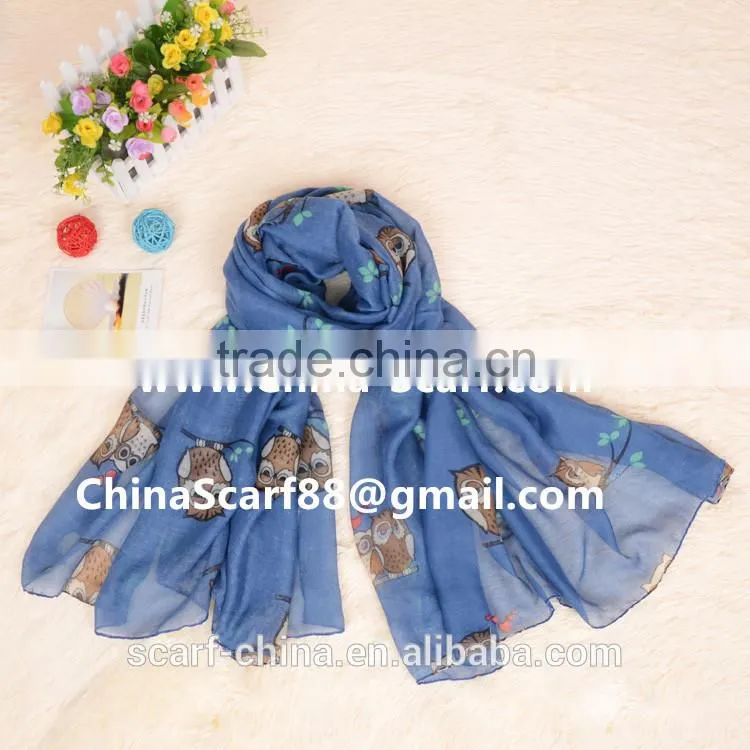 Wholesale owl viscose scarf