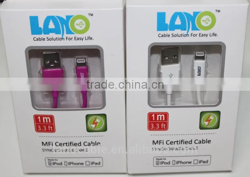 1m black mfi approved 8pin to usb cable