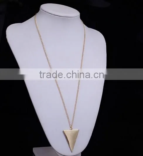 Geometric Triangle Shape Pendant Gold Plated Chain Collar Statement Necklace