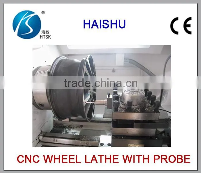 car alloy wheel surface diamond cutting cnc lathe with digitizer probe controller CK6166A