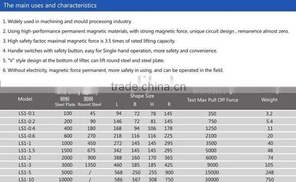 6000kg permanent lifting magnet