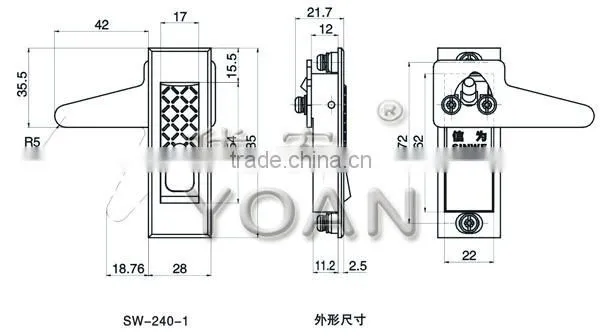 bright zinc push button cabinet lock