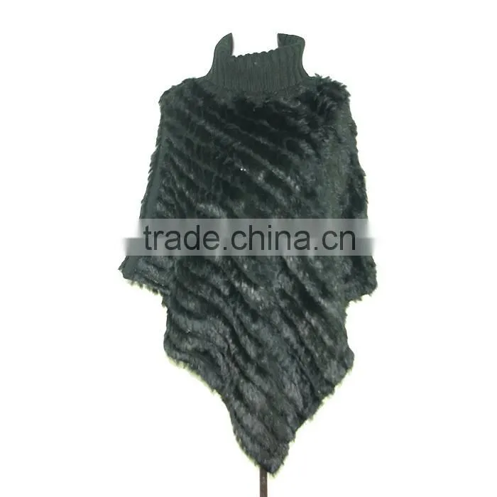 Rabbit fur cape knitted triangle fur cape,KZ14087