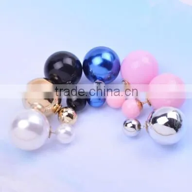 Wholesale fashion candy color jewelry big pearl earrings new arrival double pearl pendientes women's trendy stud earrings