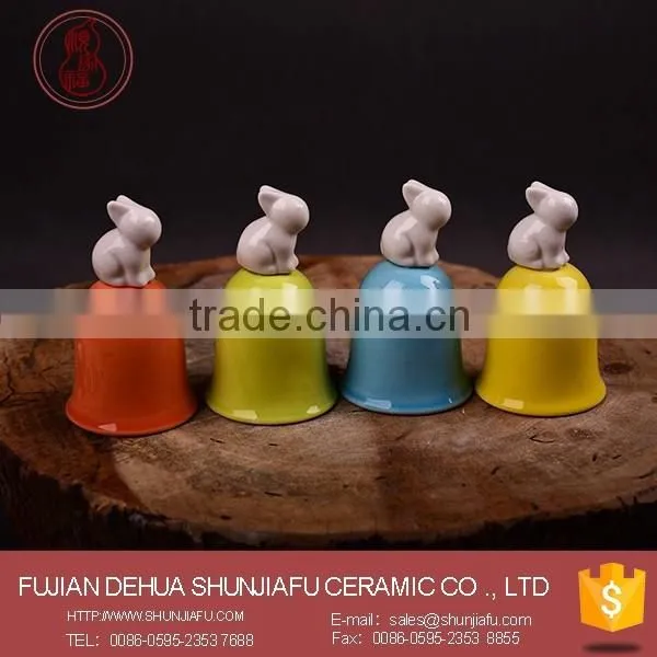 Rabbit Decor Color Cheap Ceramic Handbells