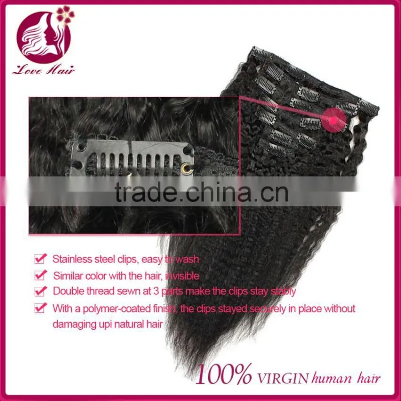 7A Clip In Human Hair Extensions Brazilian Virgin Italian Yaki Kinky Straight Clip In Hair Extensions Love Hair Products