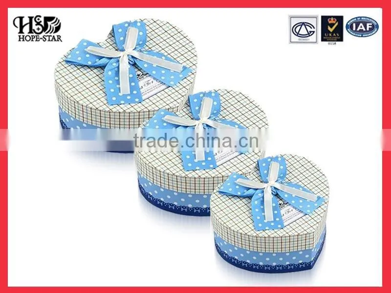 High quality Custom Printing Paper folding cosmetic box packaging, heart shaped gift box set with bowknot