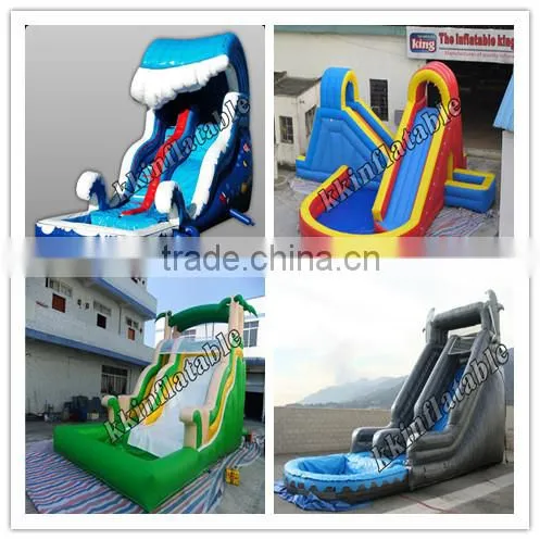 Double lane slides games inflatable water slide pool for outdoor amusement