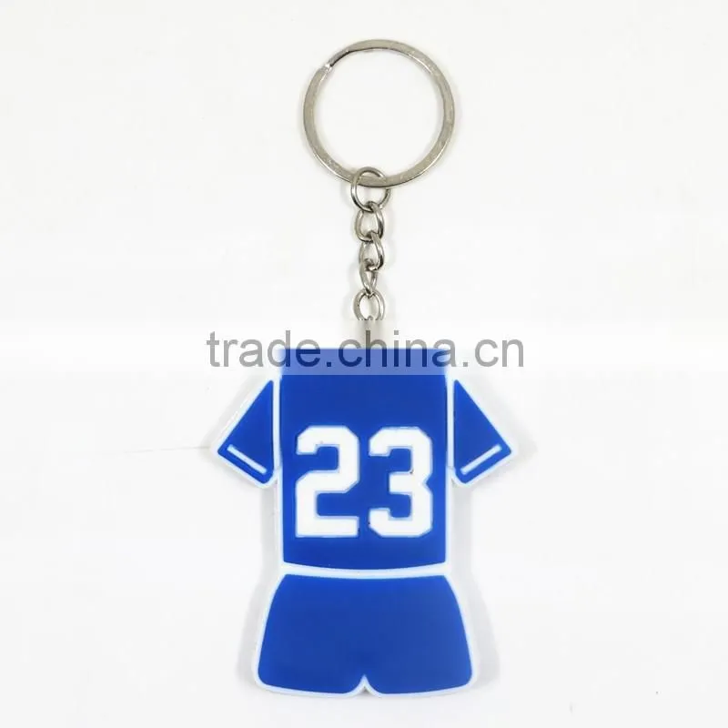 Yiwu Manre manufacturer custom pvc key ring jersey shaped rubber keychain souvenir keychain