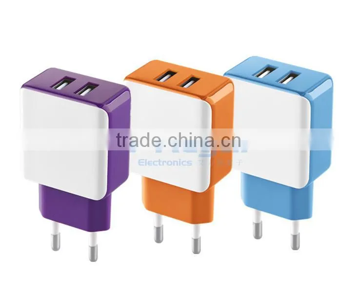 Newest!!!!! 5V 2.1A dual usb mobile phone travel charger,home charger,wall charger