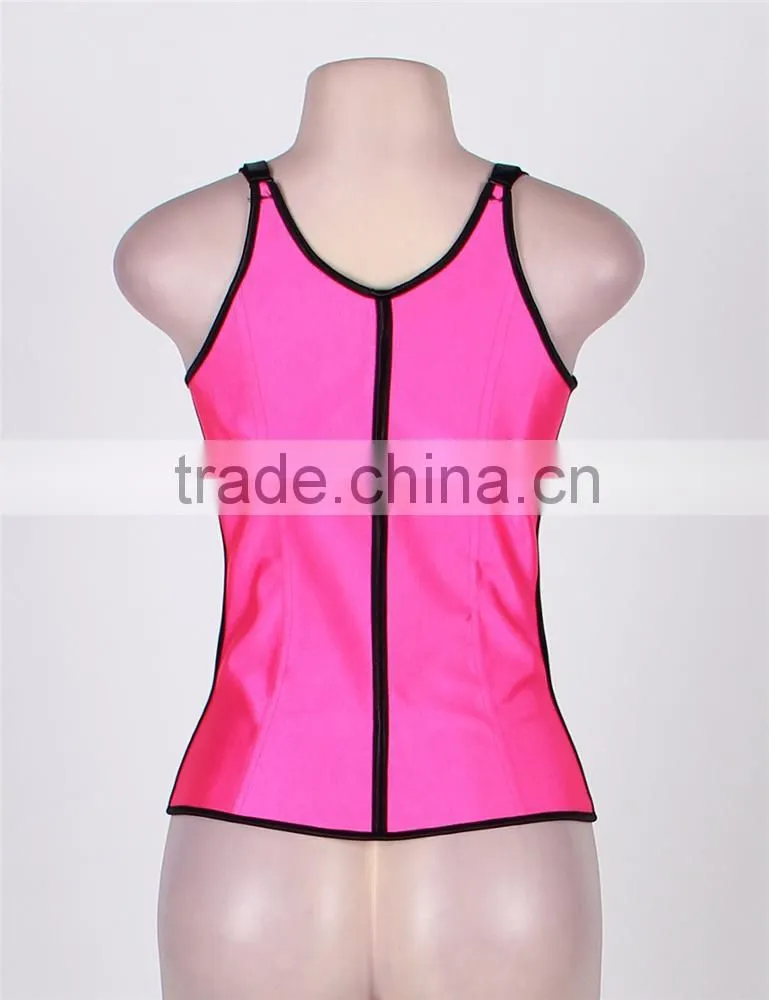 High quality ready stock 4 colors full size 4 steel boned latex corset waist trainer vest