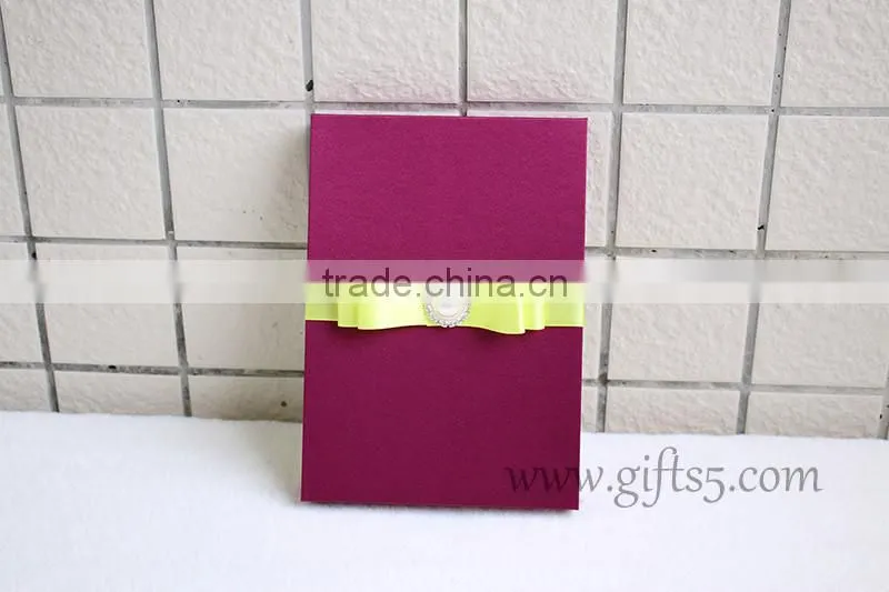 Elegant Burgundy wedding invitation boxes with pearl