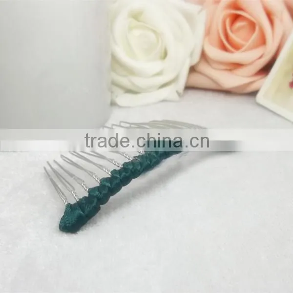 Elegant Girl Cute Flower Metal Hair Comb Wrapped Ribbon Mixed Colors