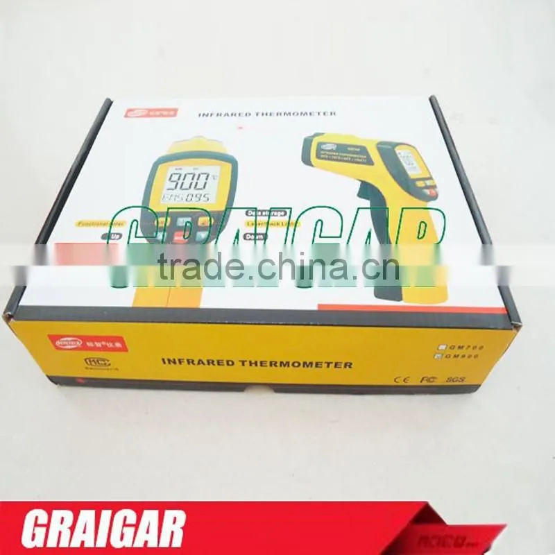 GM900 Non-Contact 12:1 LCD display IR Infrared Digital Temperature Gun Thermometer -50~900C (-58~1652F) 0.1~1.00 adjustable